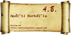 Apáti Borbála névjegykártya