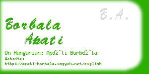 borbala apati business card